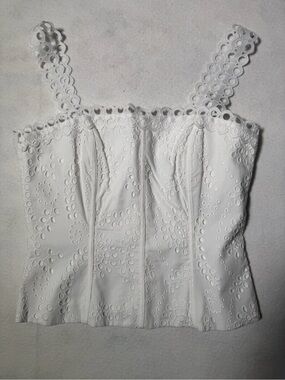 White House Black Market White Eyelet Lace Bustier Tank